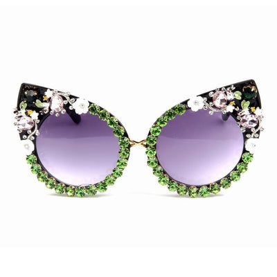 Cat Eyes Rhinestone Decoration Sunglasses