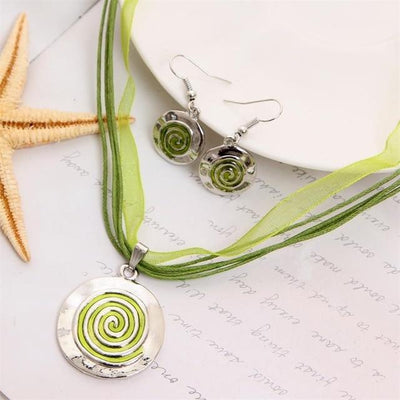 Summer Style Enamel Silver Pendant Jewelry Sets