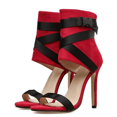 Women Cloth Belt Rome Gladiator Peep-Toe Sandal