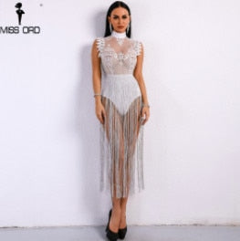 Sexy Spring and Summer Tassel  Night Club Playsuit Bodicon Dress