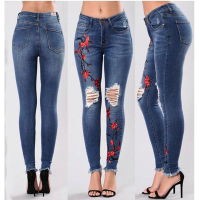 Elastic Stretch embroidery sexy Jeans