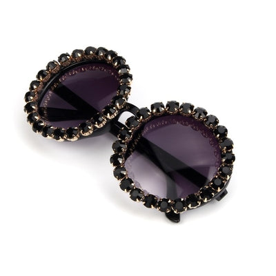 Luxury vintage rhinestone round sunglasses