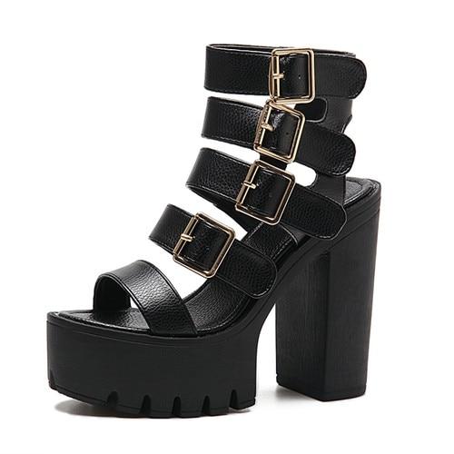 Women Sandals High Heels Fashion Buckle Gladiator Sandals