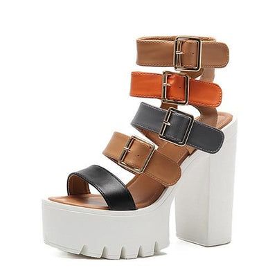 Women Sandals High Heels Fashion Buckle Gladiator Sandals