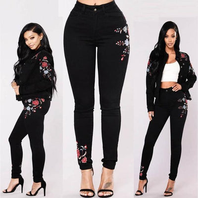 Elastic Stretch embroidery sexy Jeans