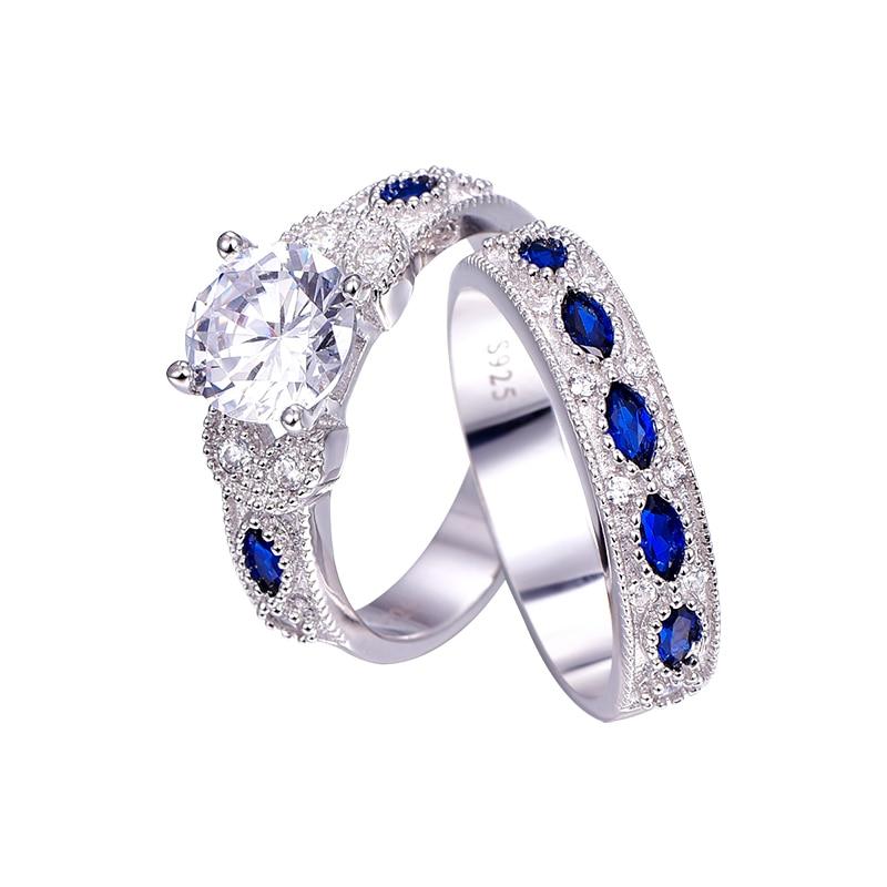 High Quality White CZ&Sapphire Solid Real Sterling