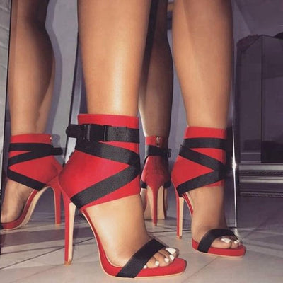Women Cloth Belt Rome Gladiator Peep-Toe Sandal