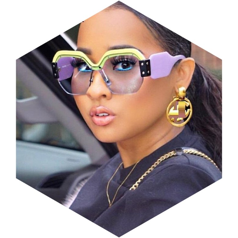 Sexy Vintage Rimless Oversized Sunglasses Women