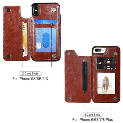 Retro PU Leather Case For iPhone X 6 6s 7 8 Plus XS 5S SE