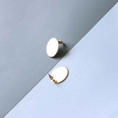 Silver Gold Color Big Round Stud Earrings for Women