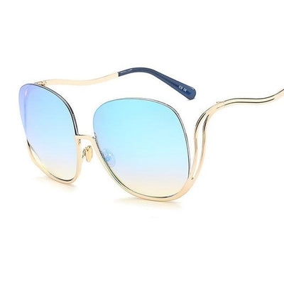 Luxury Women Retro Half Frame Round Sunglasses