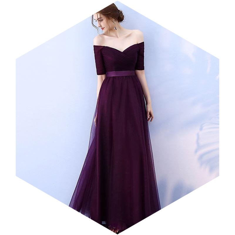 Long Purple Red Gray Cheap Evening Dress