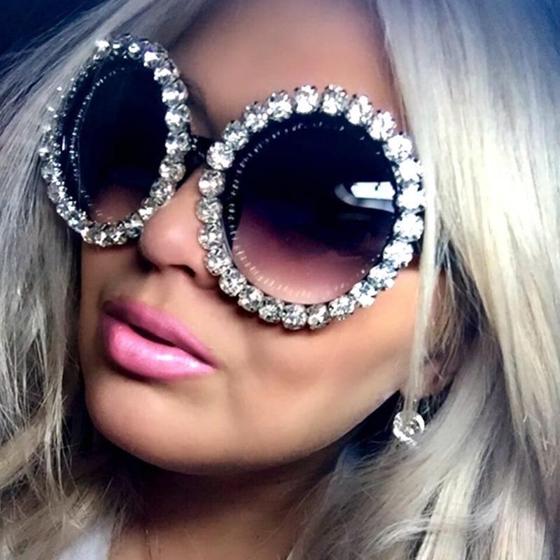 Luxury vintage rhinestone round sunglasses