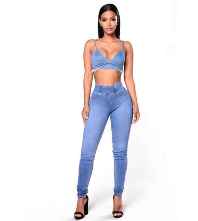 High Waist Skinny Pencil Denim Pants