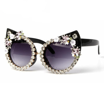 Cat Eyes Rhinestone Decoration Sunglasses