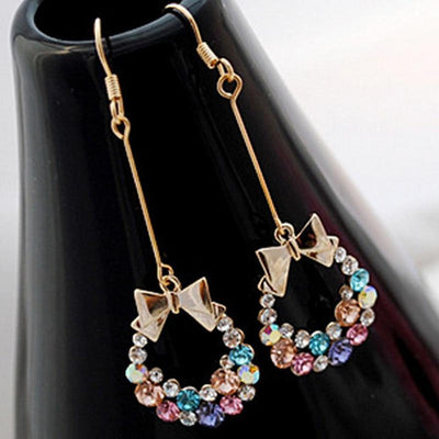 Gold Color Bow knot pop Round Hoop Earrings for Women
