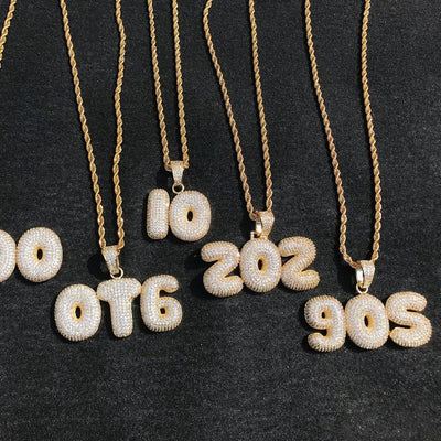 Custom Name Bubble Letters Chain Pendants Hip Hop Necklaces