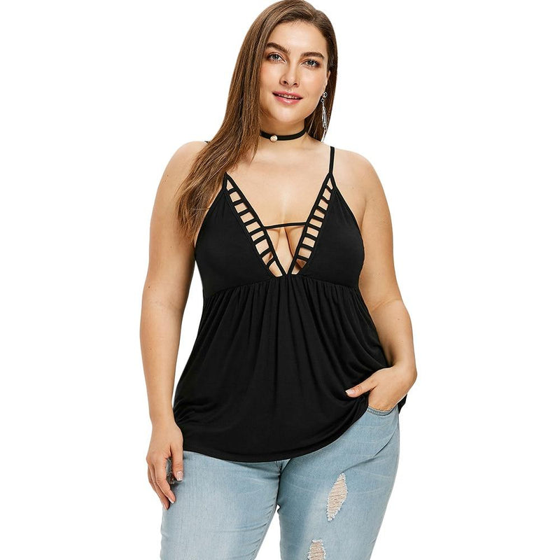Plus Size Plunging Neck Sexy Tank Top