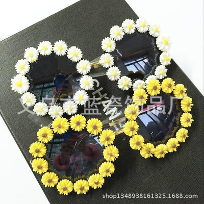 Women Vintage Round Flower Sunglasses