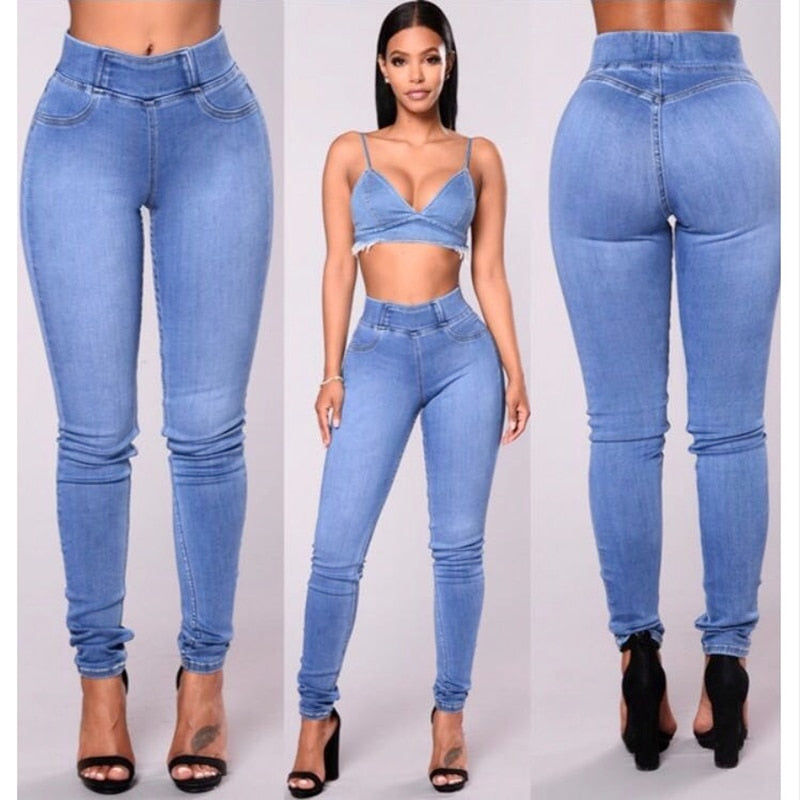 High Waist Skinny Pencil Denim Pants