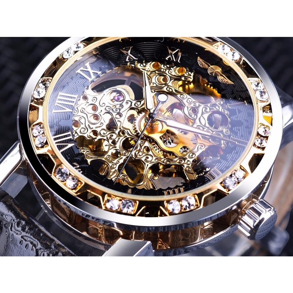 Black Golden Retro Luminous Hands Fashion Diamond Display Men's Watch