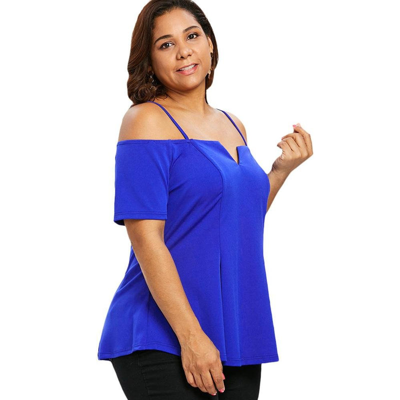 Plus Size Short Sleeve Cold Shoulder Cami T-Shirt