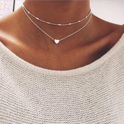 RscvonM Brand Star Double Horn Pendant Heart Necklace Gold Spot MOON Necklace Women Phase Heart Drop Necklace Free