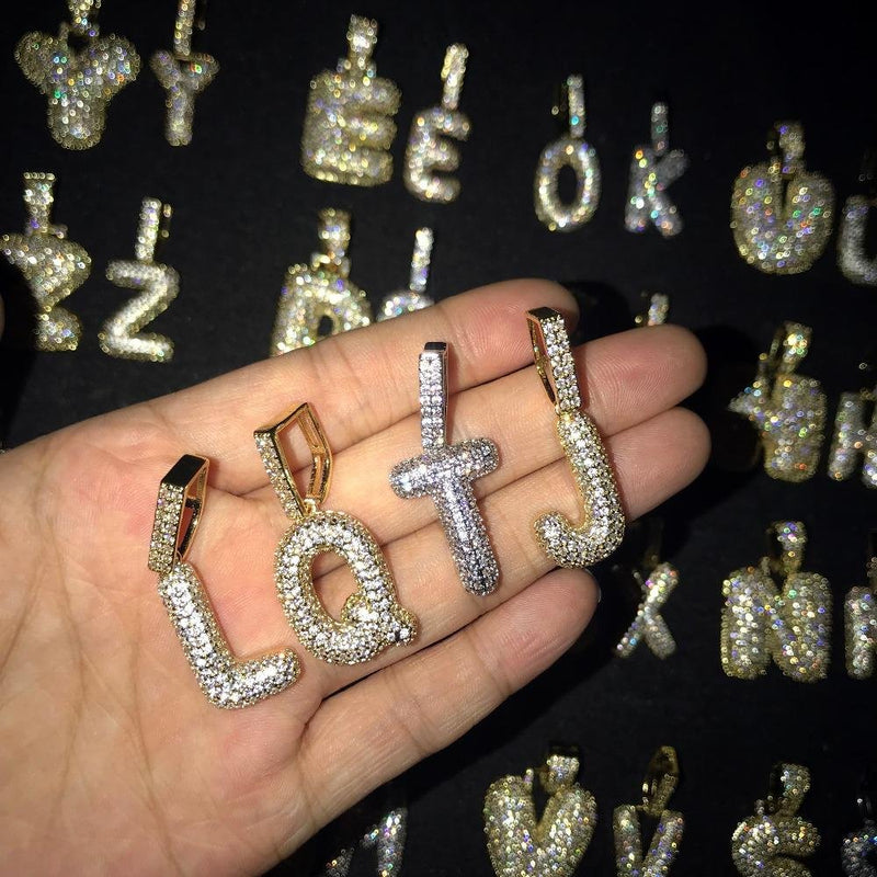 A-Z Small Bubble Letters Pendant Necklaces