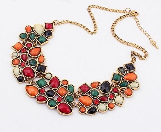 8 Colors Multi color Big Pendant Clavicle Chain Necklace