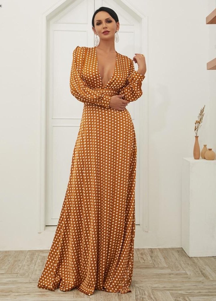 Sexy Spring And Summer Deep-V Neck Evening Dress