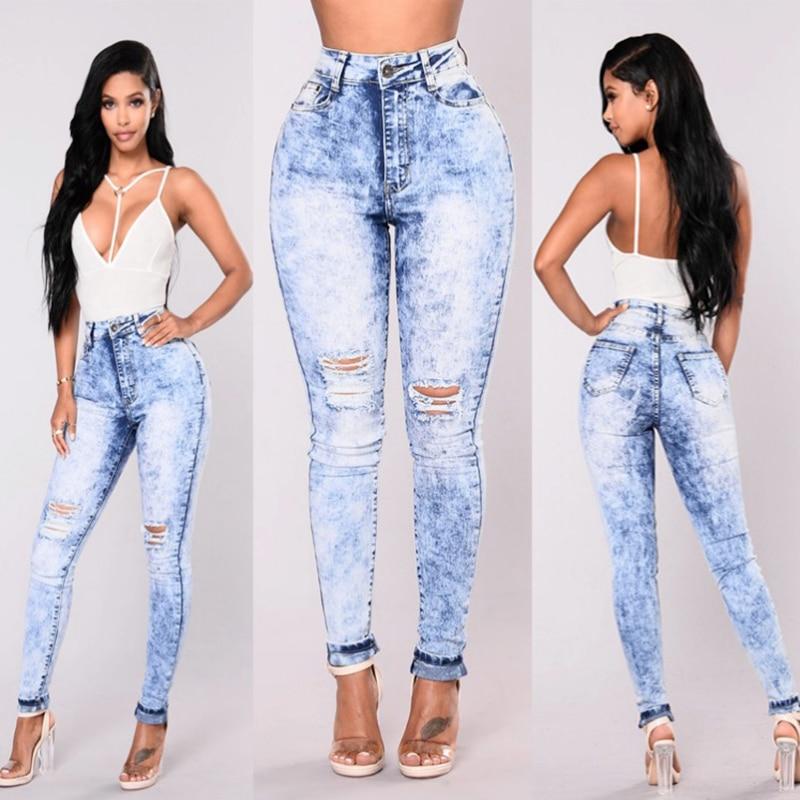 Classic High Waist Skinny Pencil Denim Pants