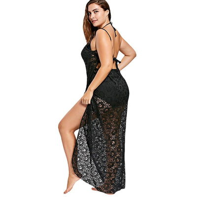Women Plus Size  Lace Spaghetti Straps Beach Dress