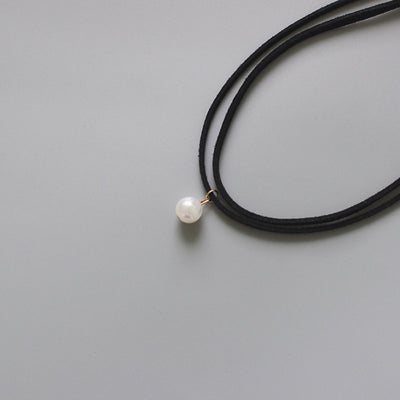 Double Layer Single Imitation Pearl Choker Necklace Collier