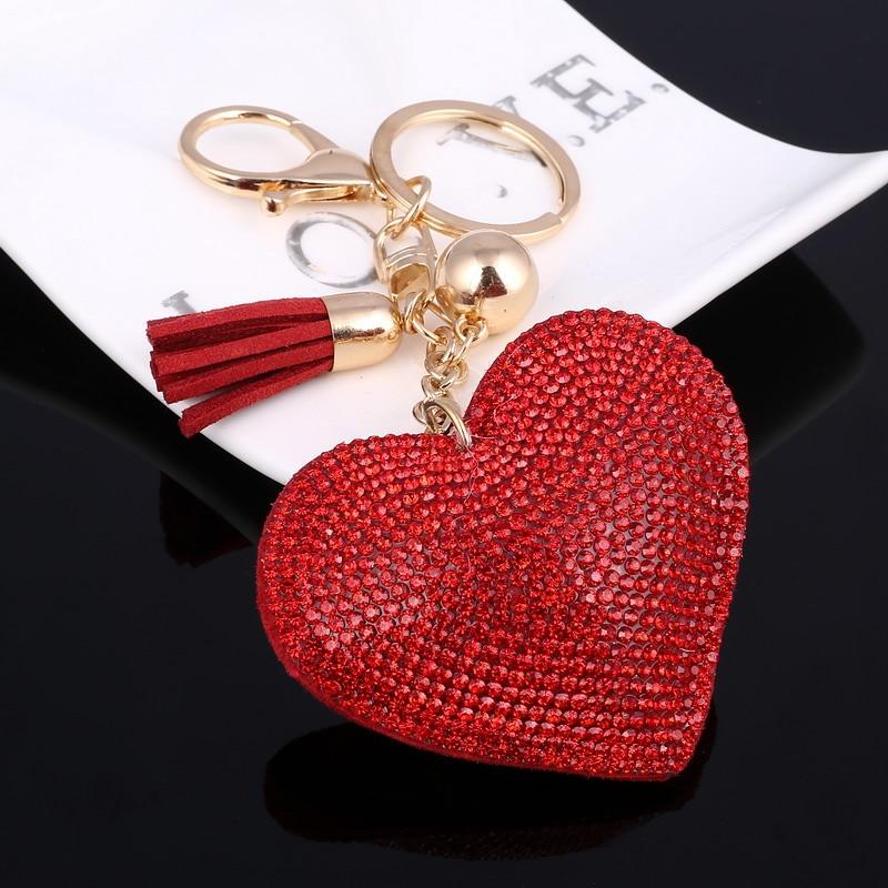 6 Colors Love Heart Pendant Key Chains For Girls