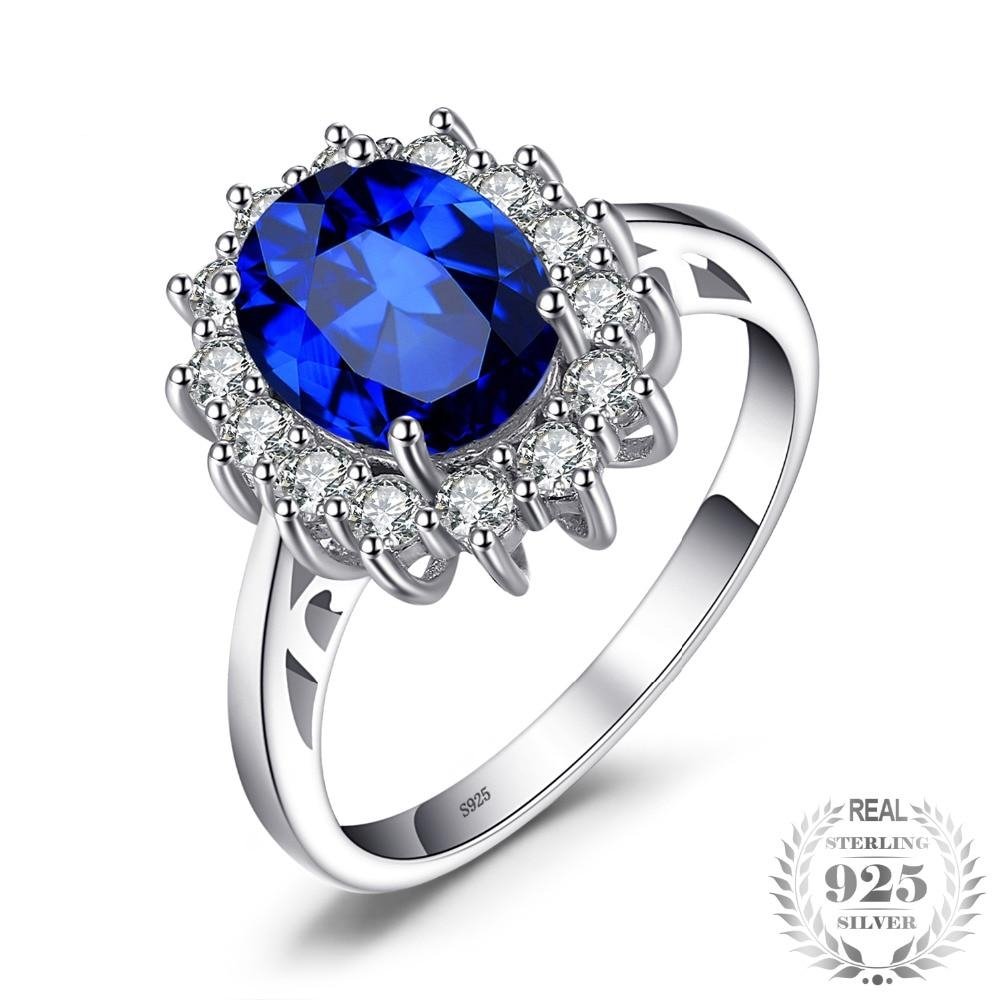 3.2ct Created Blue Sapphire Engagement 925 Sterling Silver Ring For Women