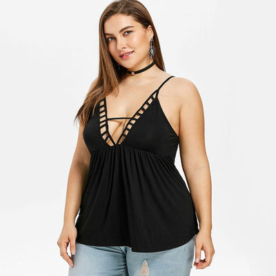Plus Size Plunging Neck Sexy Tank Top