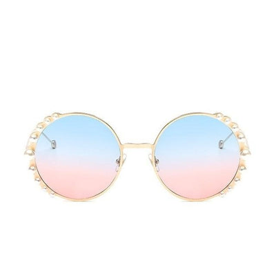 Luxury Round Women Sunglasses Pearl Decoration