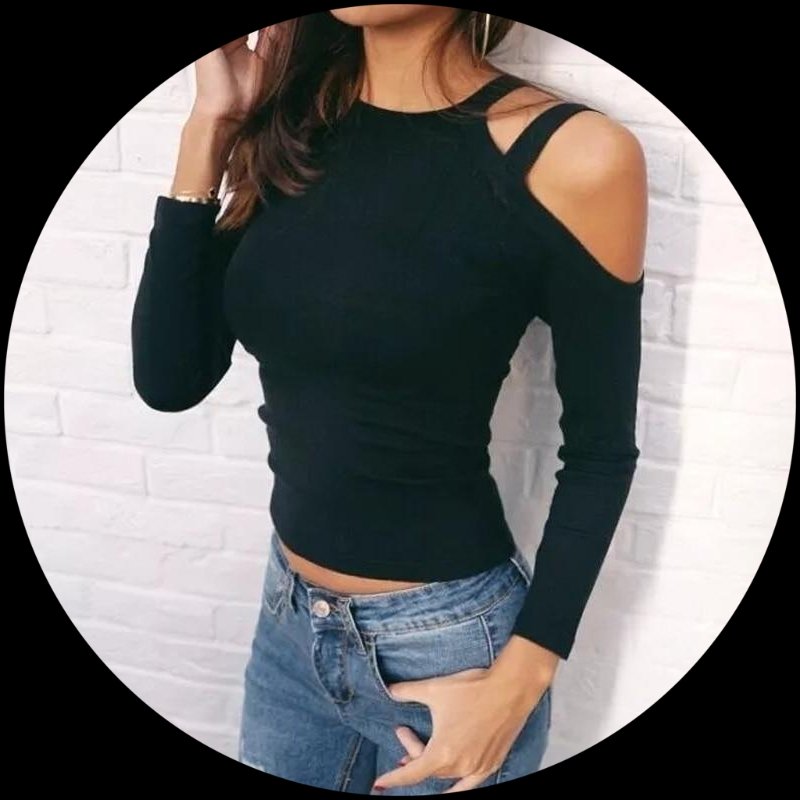 Women Sexy Knitted Cotton Long Sleeve Slim Fit Casual Top