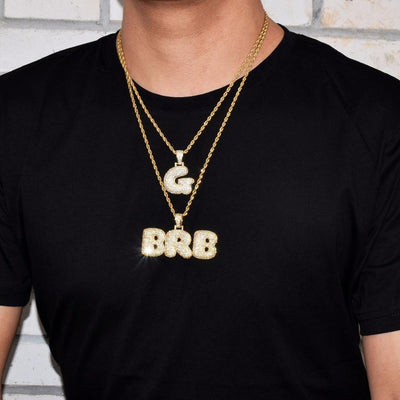 Custom Name Bubble Letters Chain Pendants Hip Hop Necklaces
