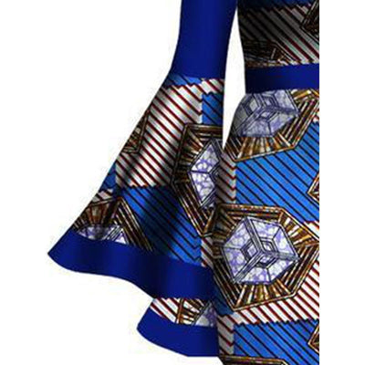 women's long sleeve flare blue royal party dress