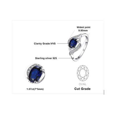 Blue Sapphire Statement Ring 925 Sterling Silver Ring