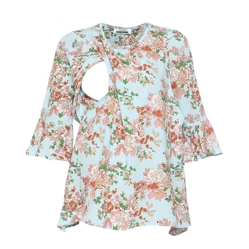 Chiffon Floral Maternity Nursing Top For Pregnant Women