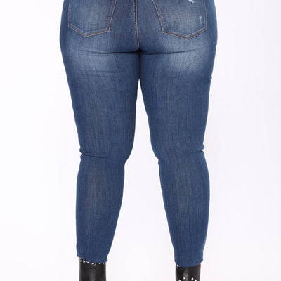 Plus Size Women High Waist Pencil Denim Jeans