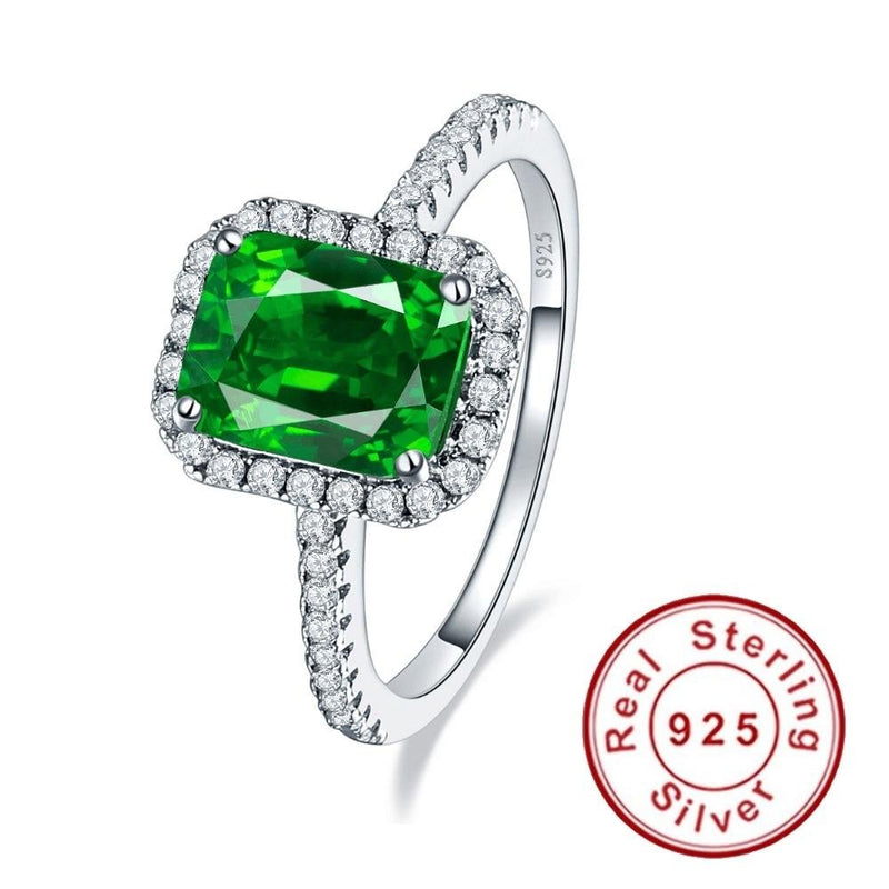Emerald Solid 925 Sterling Silver Rings For Women
