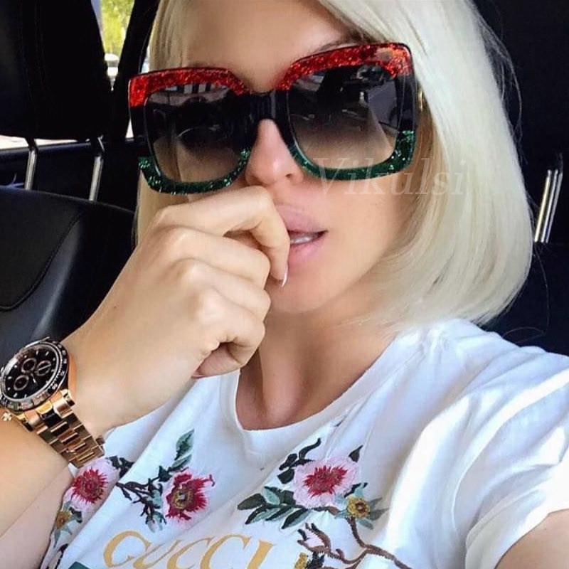 Luxury Brand Oversized Designer Square Sunglasses Women