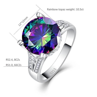 Rainbow Engagement Wedding Ring Set