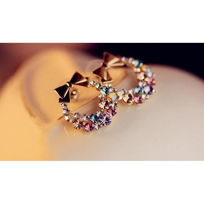 Gold Color Bow knot pop Round Hoop Earrings for Women