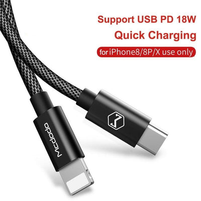USB C PD Cable USB C to 8 Pin Quick Charging Cable For iPhone X 8