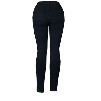 black Stretchy Ripped Jeans Woman Denim Pants