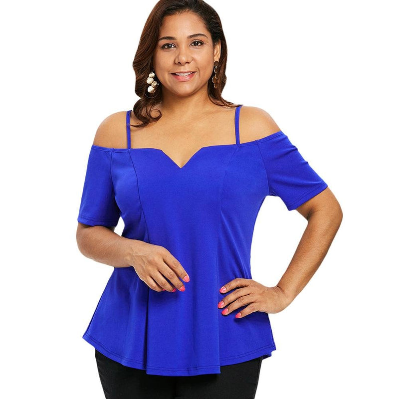 Plus Size Short Sleeve Cold Shoulder Cami T-Shirt